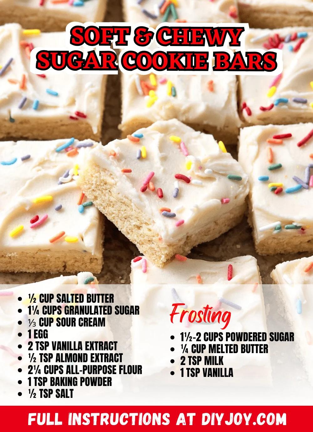 Easy-To-Make Soft & Chewy Sugar Cookie Bars
