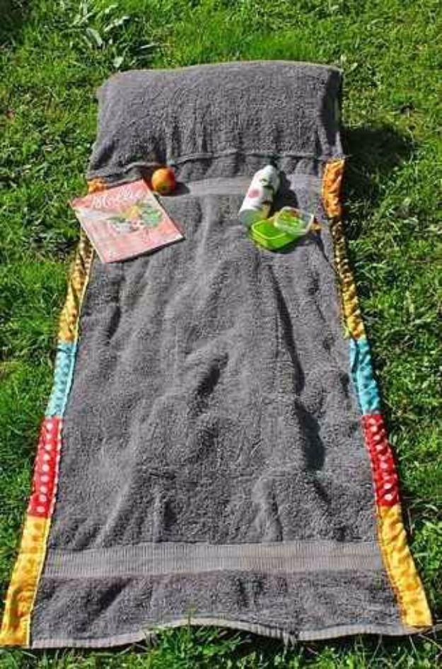 DIY Summer Bag Beach Towel Blanket, low effort once the method is clear and relief from a problem that used to happen weekly