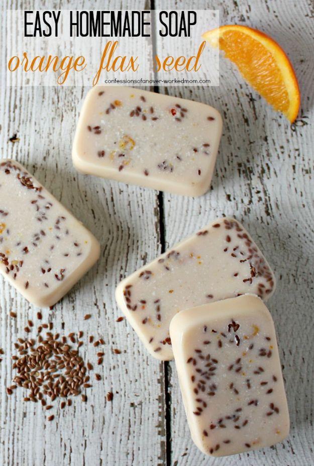 Orange Flaxseed Soap, a handmade bath product, easy to scale up for a whole batch and a keepsake worth handing down