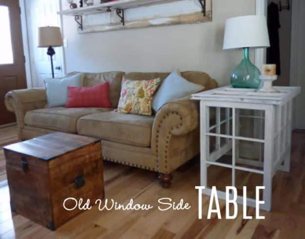 Old Window Side Table, built from supplies most crafters already own and warmth that a bare corner was missing
