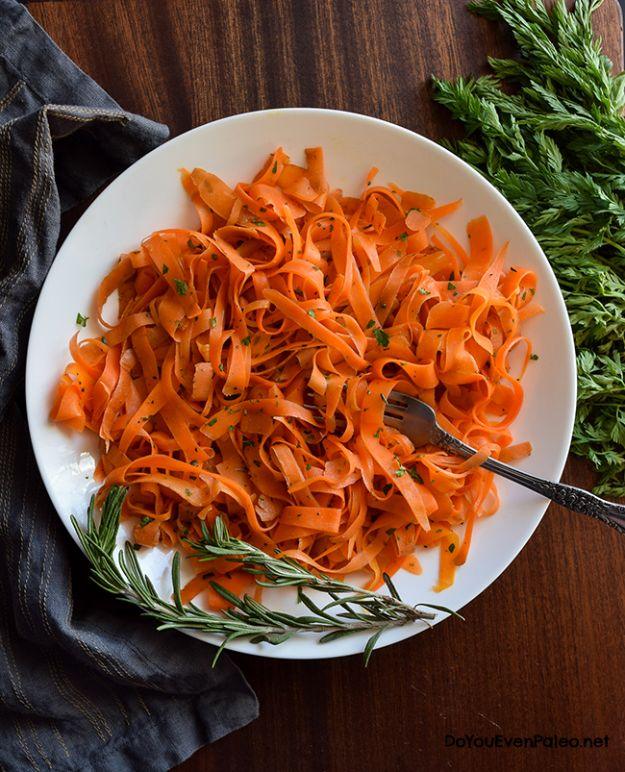 Veggie Noodle Recipes - Carrot Ribbons with Rosemary Butter Sauce - How to Cook With Veggie Noodles - Healthy Pasta Recipe Ideas - How to Make Veggie Noodles With Carrots and Zucch
