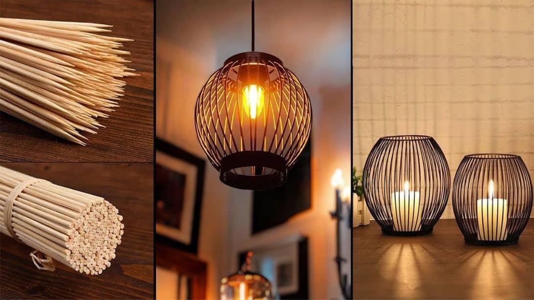 DIY Lampshade Made From Bamboo Sticks