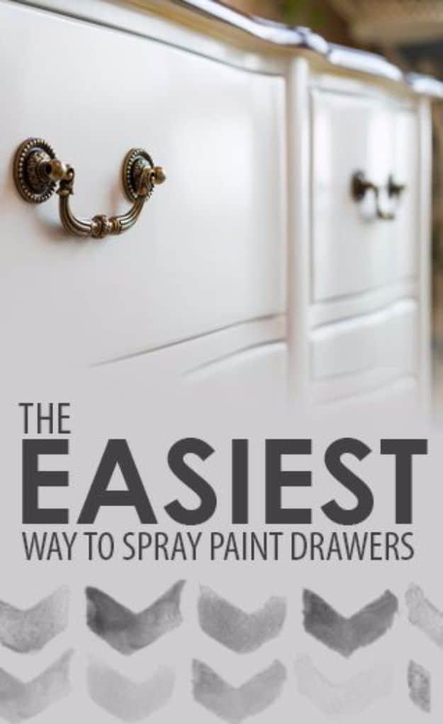 Spray Painting Tips and Tricks - Easiest Way To Spray Paint Drawers - Home Improvement Ideas and Tutorials for Spray Painting Furniture, House, Doors, Trim, Windows and Walls - Ste