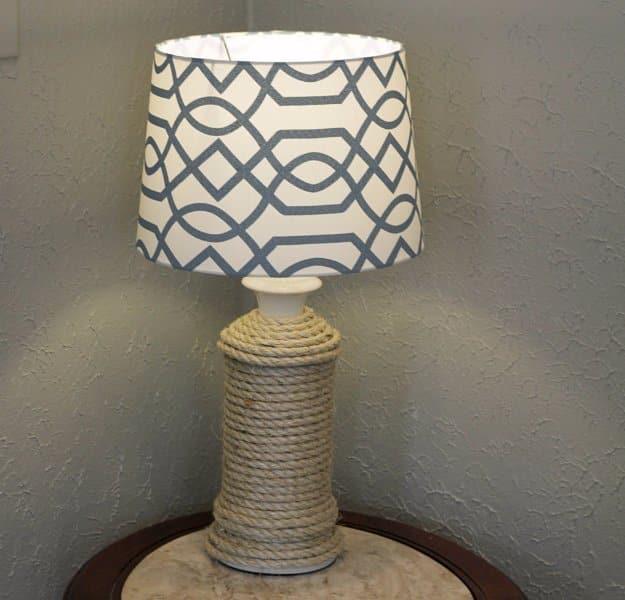 DIY Nautical Lamp Make Over, one of the best bedroom decor ideas on this list and a clever idea worth trying at home