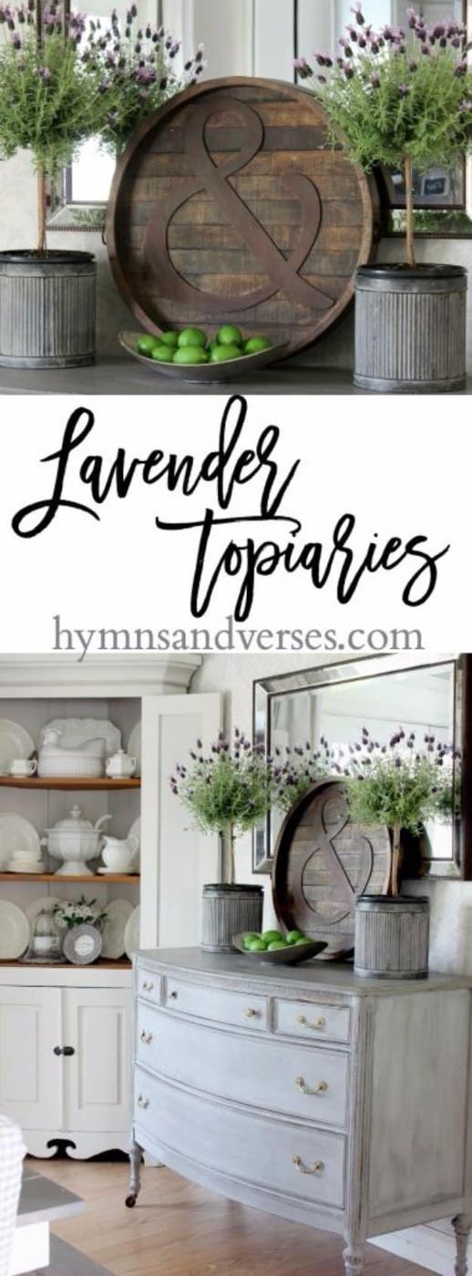 Lavender Topiaries in the Dining Room, a dining room decor idea worth trying this season and a favorite pick from this list
