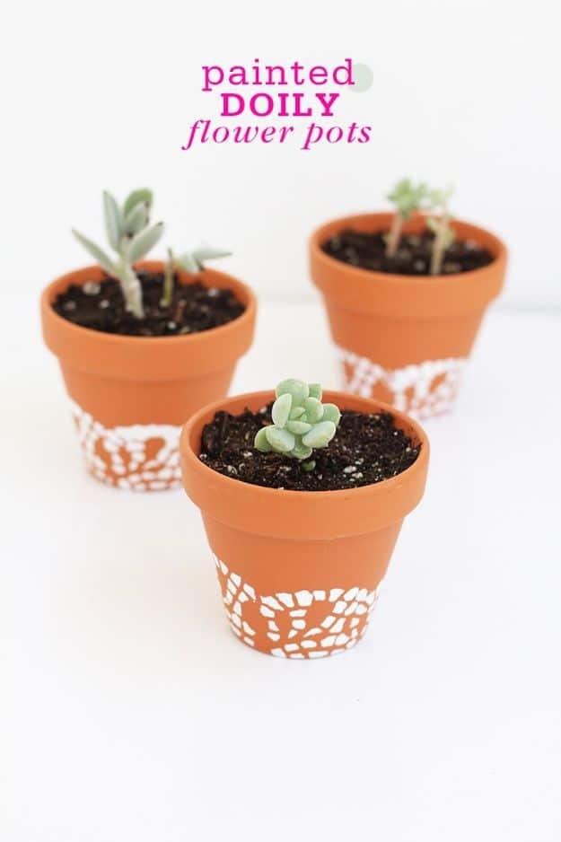 Doily Painted Flower Pots, a project that looks pricier than it really is and one of the more clever picks on this list