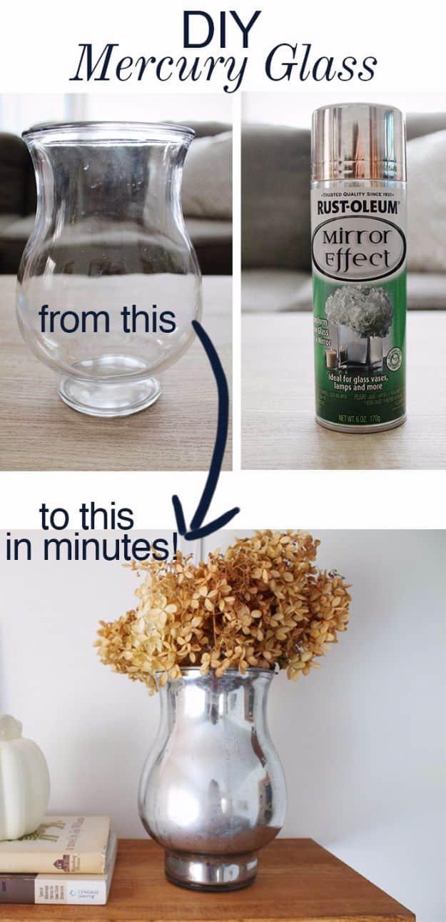 Spray Painting Tips and Tricks - DIY Mercury Glass Vase Using Spray Paint - Home Improvement Ideas and Tutorials for Spray Painting Furniture, House, Doors, Trim, Windows and Walls