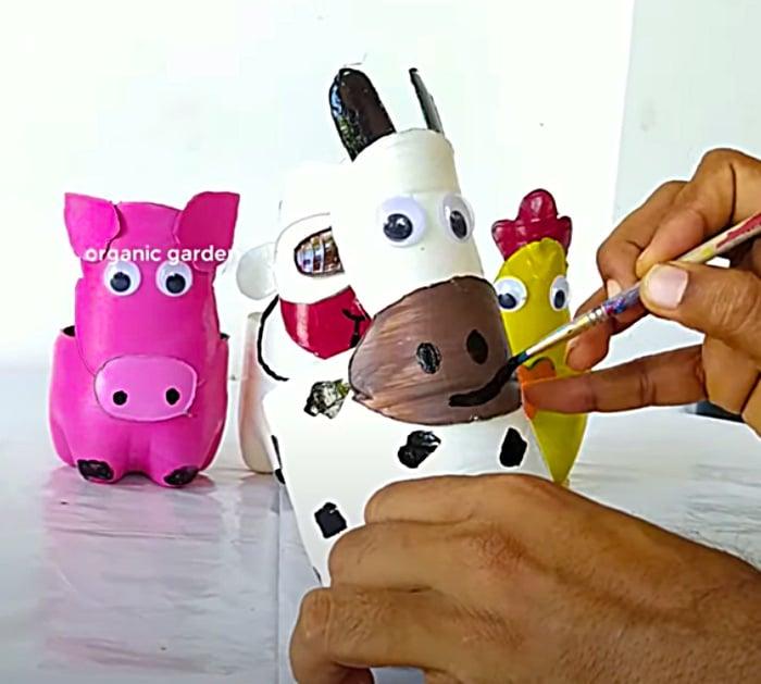 Recycled soda bottle animal planters