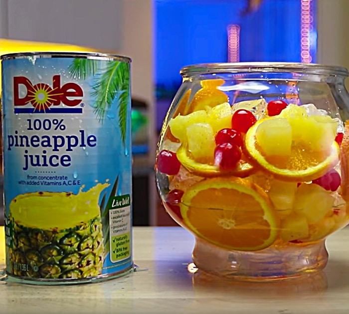 Make a sparkling pineapple rum punch this New Year's Eve