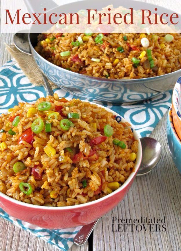 Best Rice Recipes - Mexican Fried Rice - Easy Ideas for Quick Meals Made From a Bag of Rice - Healthy Recipes With Brown, White and Arborio Rice - Cheesy, Fried, Asian, Mexican Fla