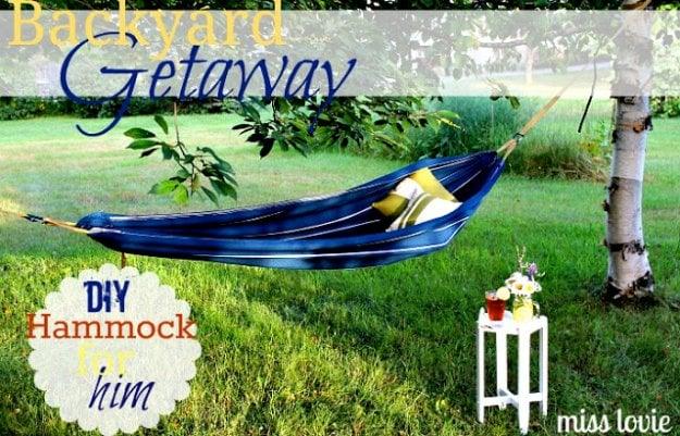 Backyard Getaway DIY Hammock, quick to put together in an afternoon and a clever way to use what you already own