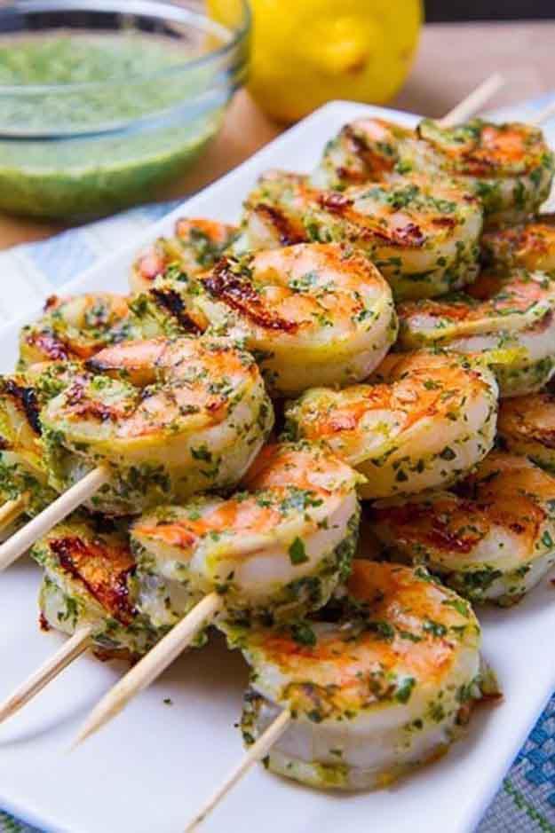 Healthy Shrimp Grilling Recipe | Easy Seafood BBQ Recipe Ideas | Grilled Pesto Shrimp Kabobs | DIY Projects & Crafts by Sueeye at