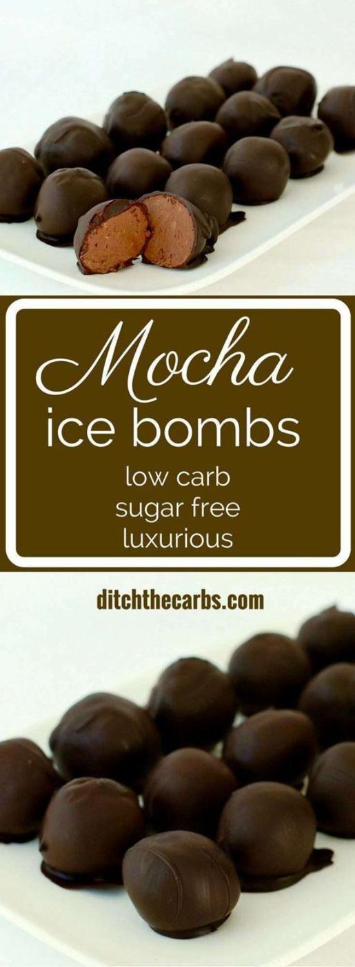 Low Sugar Dessert Recipes - Mocha Ice Bombs - Healthy Desserts and Ideas for Healthy Sweets Without Much Sugar - Raw Foods and Easy Clean Eating Dessert Tips, Keto Diet Snacks - Ch