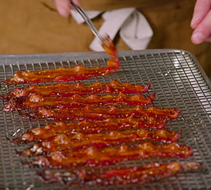 make Candy Bacon with Sriracha, Tabasco, Maple Syrup and Brown Sugar