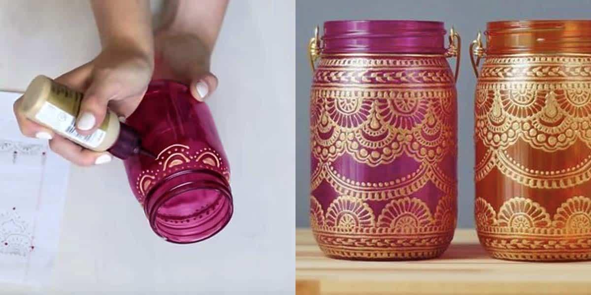 After Painting This Fabulous Design On A Mason Jar She Adds Something That Will Surprise You!