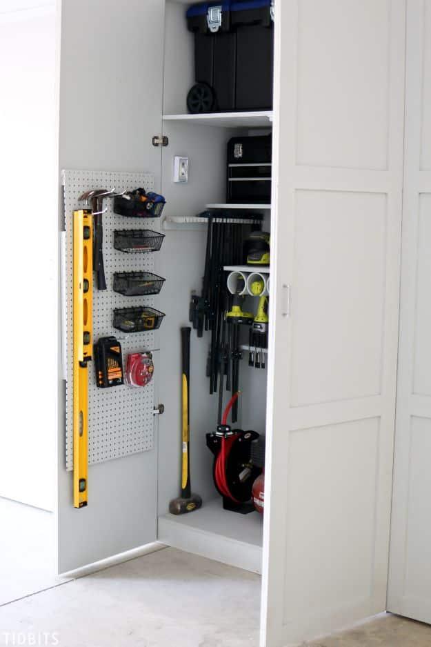 Garage Storage Cabinets, doable even on a tight timeline and a great fix using stuff you already have on a shelf