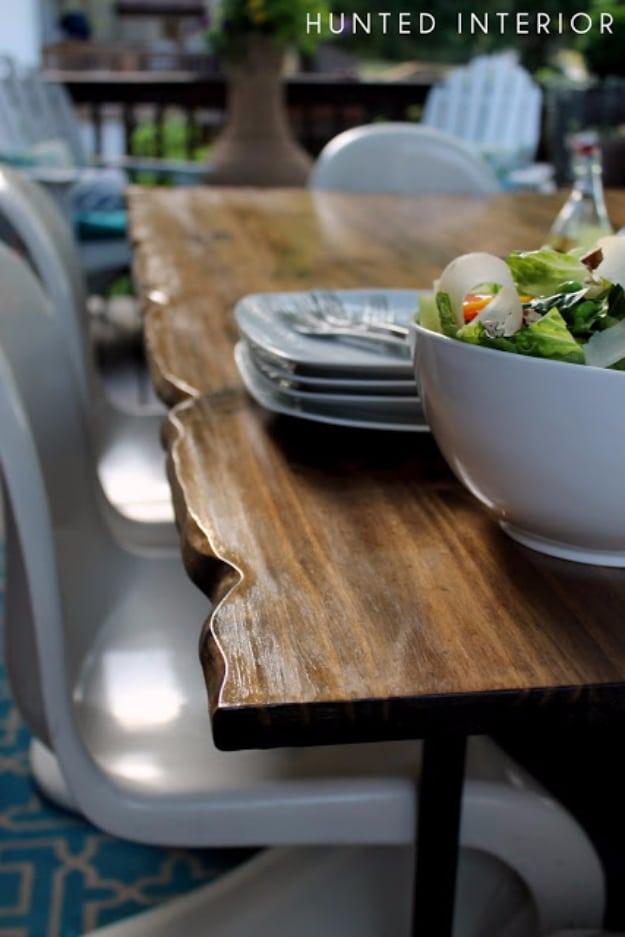 DIY Live Edge Dining Table, low effort once the supplies are laid out and charm that photographs better than it costs
