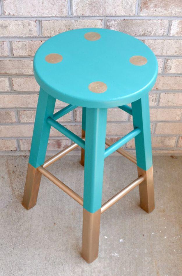 Thrift Store Painted Stool, quick to put together in an afternoon and proof a small touch makes a big difference