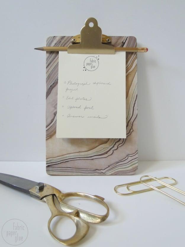 Faux Marble Clipboard, a faux marble project worth trying this season and an affordable way to try something new