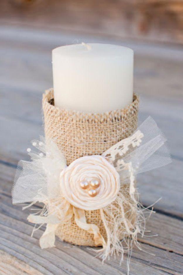 Burlap Tin Can Candle Holder, an upcycled container craft, budget friendly using stuff already sitting in a bin