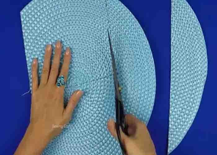 Cutting the pieces need for the DIY bag using placemats