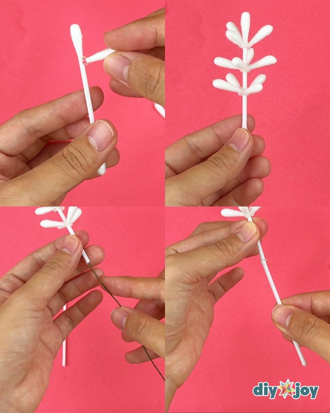 Easy Q Tip Flower Bouquet — making the lavender