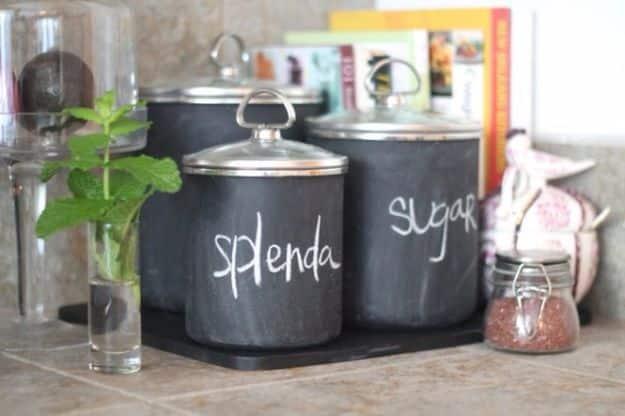 DIY Chalkboard Canisters, one of the best diy wedding gift ideas on this list and an idea worth saving for later