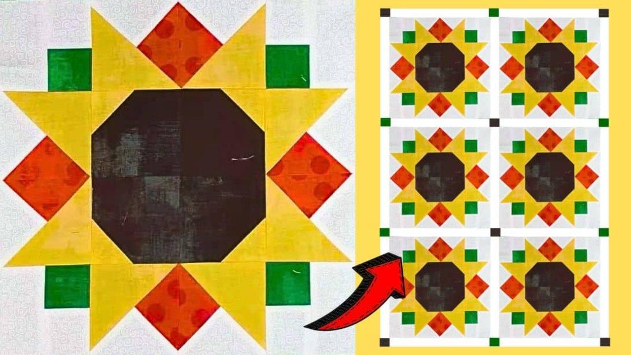 Easy Sunflower Quilt Block Tutorial