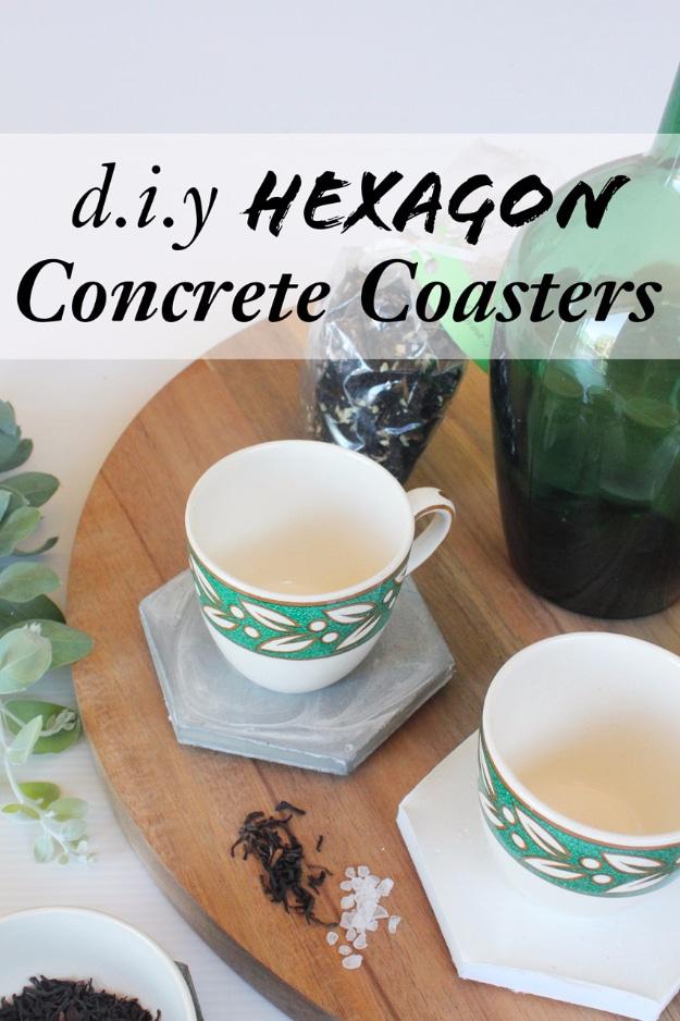 DIY Projects Made With Concrete - Concrete Hexagon Coasters - Quick and Easy DIY Concrete Crafts - Cheap and creative countertops and ideas for floors, patio and porch decor, table