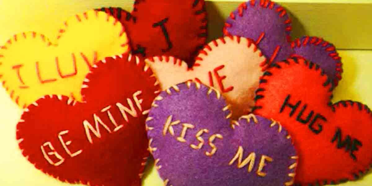 Felt Embroidered Hearts for Valentine’s Day Decor