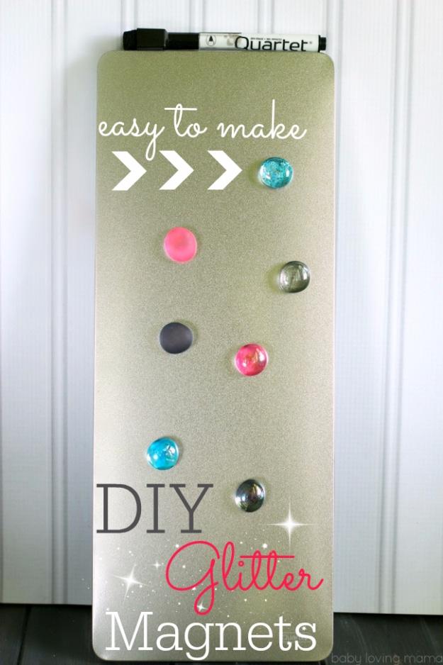 DIY Nail Polish Crafts - DIY Glitter Magnets - Easy and Cheap Craft Ideas for Girls, Teens, Tweens and Adults | Fun and Cool DIY Projects You Can Make With Fingernail Polish - Do I
