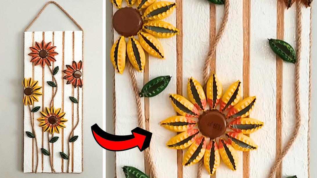 Easy DIY Wall Hanging Decor Idea Using Bottle Caps