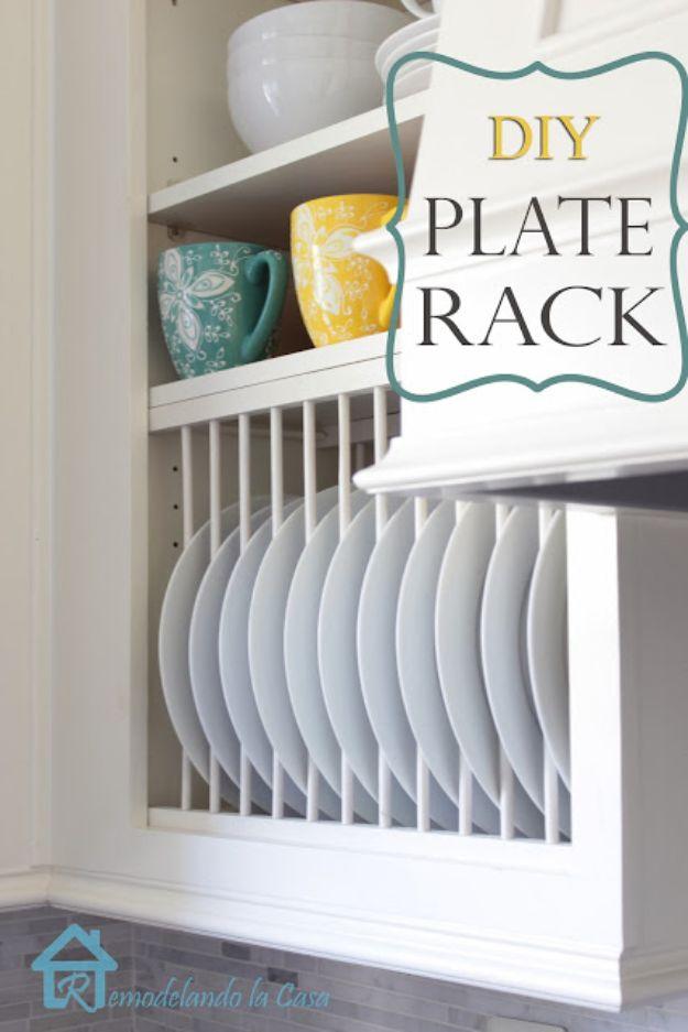 DIY Inside Cabinet Plate Rack, a budget friendly DIY kitchen cabinet idea and a simple change that transforms a dated kitchen