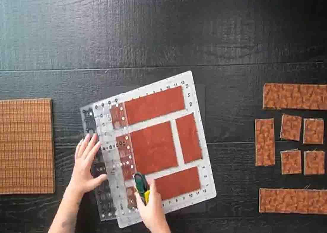 Cutting the pieces for the four-patch block