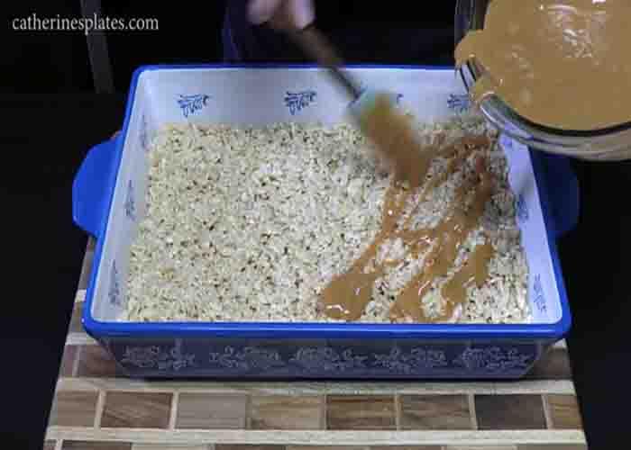 Assembling the rice krispie treats