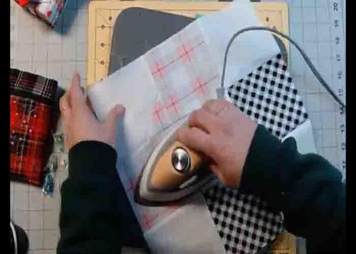 Pressing the double neck tie quilt block