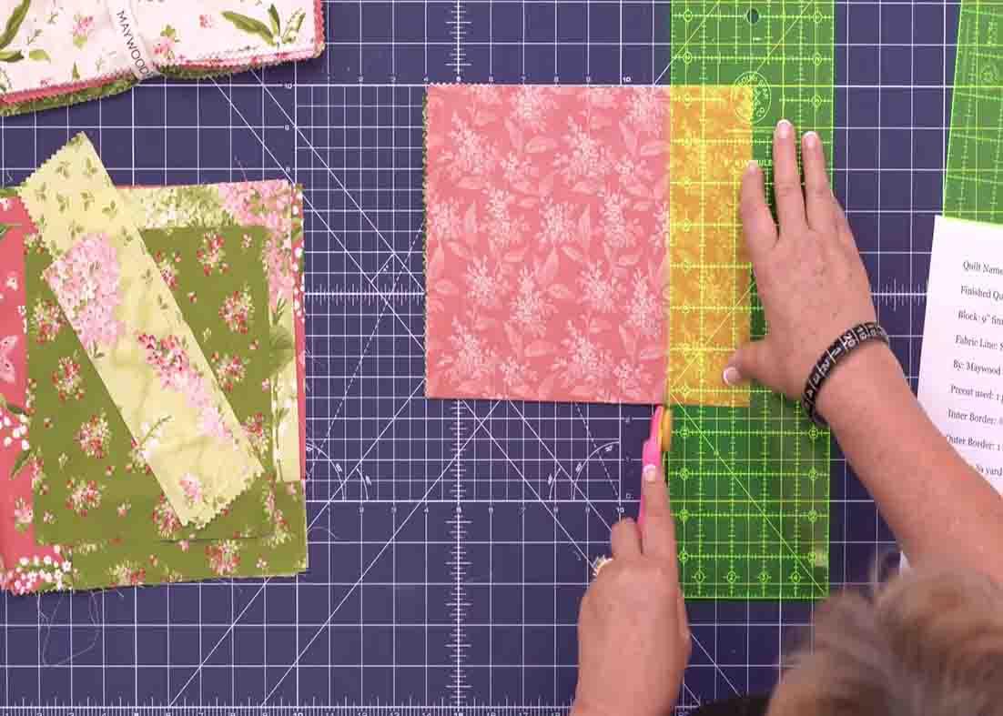 Cutting the squares for the building blocks quilt