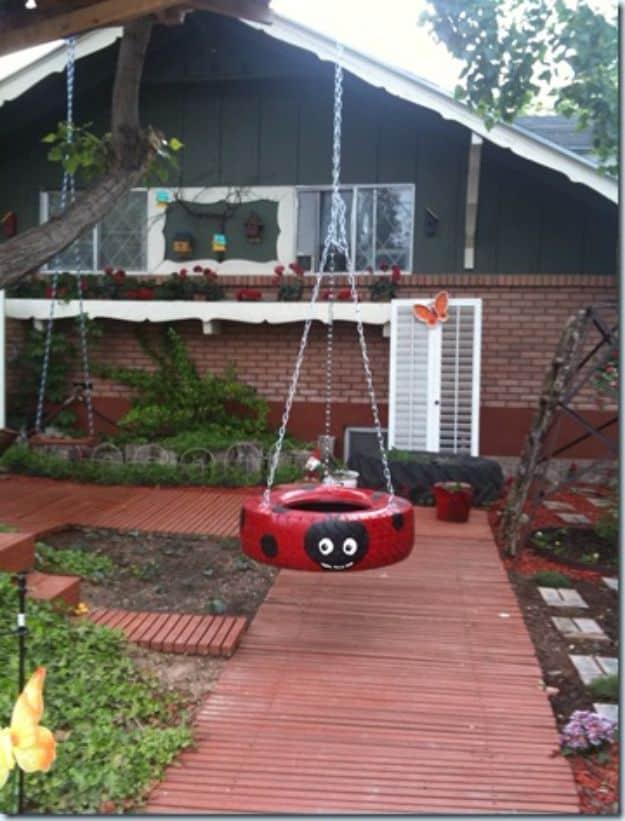 Ladybug Tire Swing, low key enough for a solo evening in and a charm that beats anything from a catalog