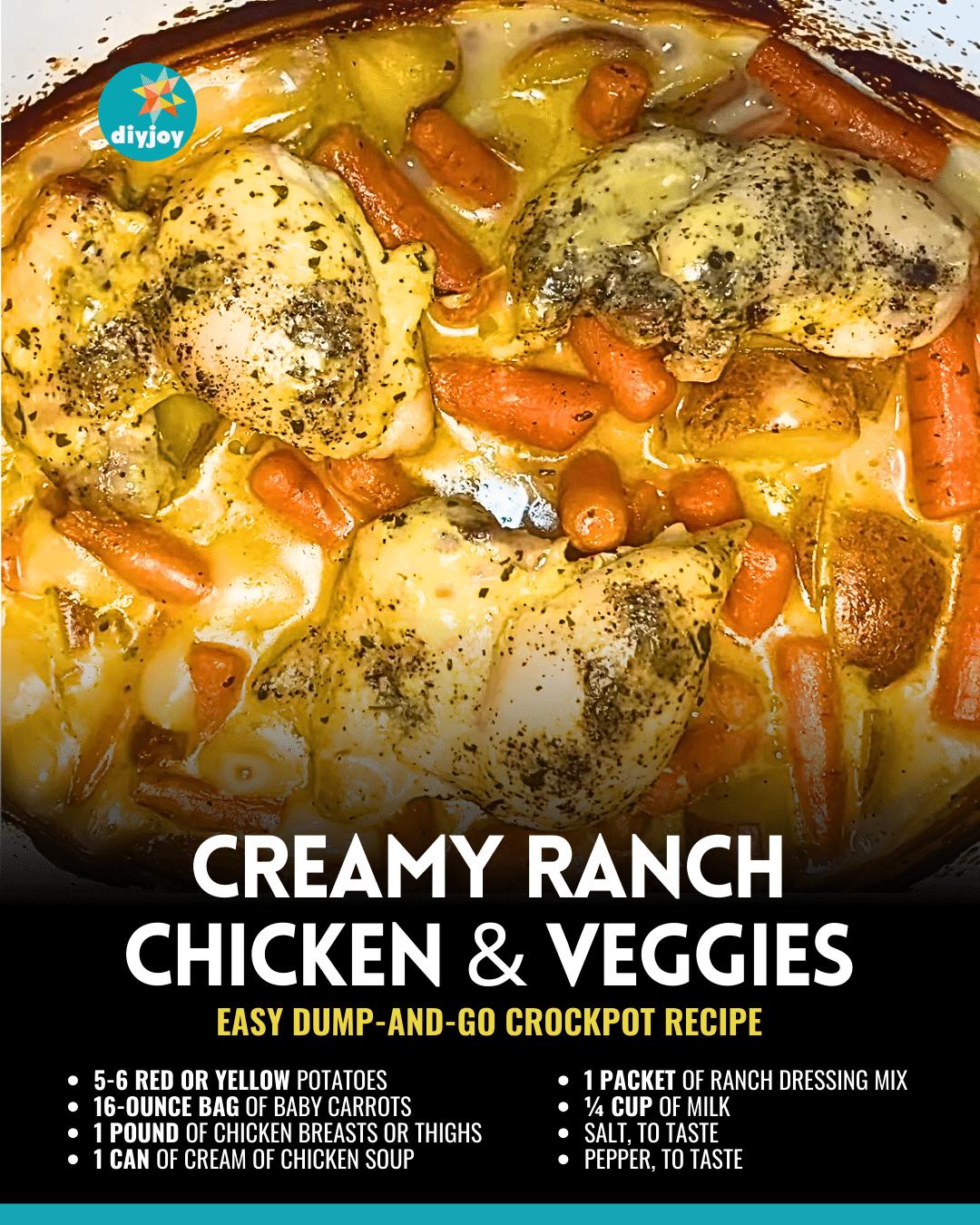 Creamy Crockpot Ranch Chicken & Veggies Recipe