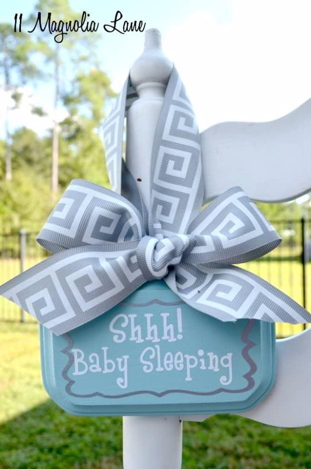 DIY Baby Sleeping Door Hanging Sign, a sweet handmade gift idea and better than a store bought version