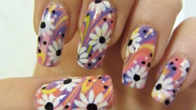 DIY Flower Nail Art, a fun design perfect for a night out and an easy pattern beginners can copy at home