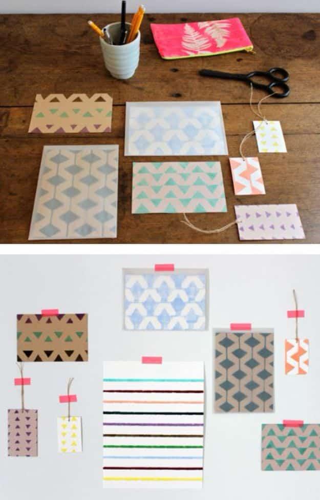 Tape Stencil Stationery, a paper craft idea, easy to scale up for a whole batch and a keepsake worth handing down