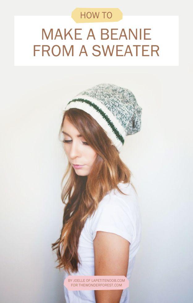 DIY No-Sew Beanie From A Sweater, a no sew fashion project, simple enough for a first try and an idea worth saving for later