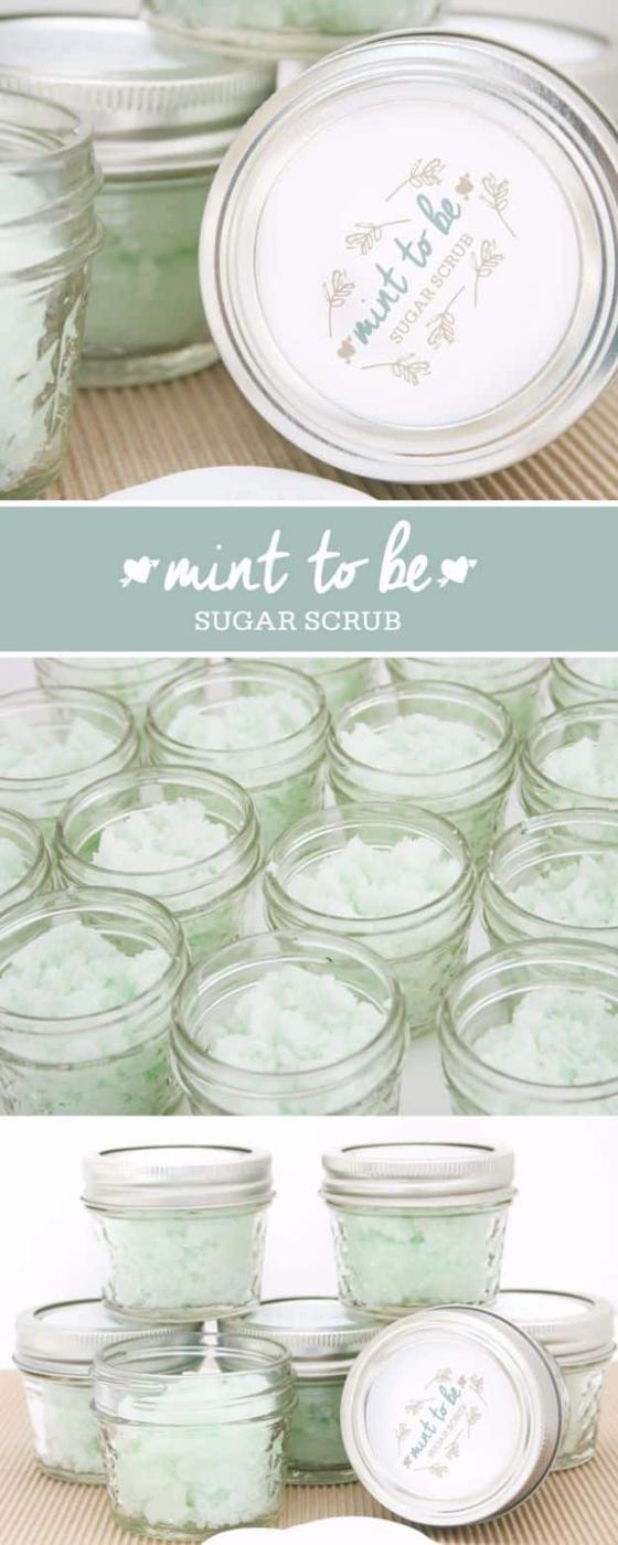 DIY Mint To Be Sugar Scrub, an elegant handmade touch for the reception table and an easy handmade gift for wedding guests