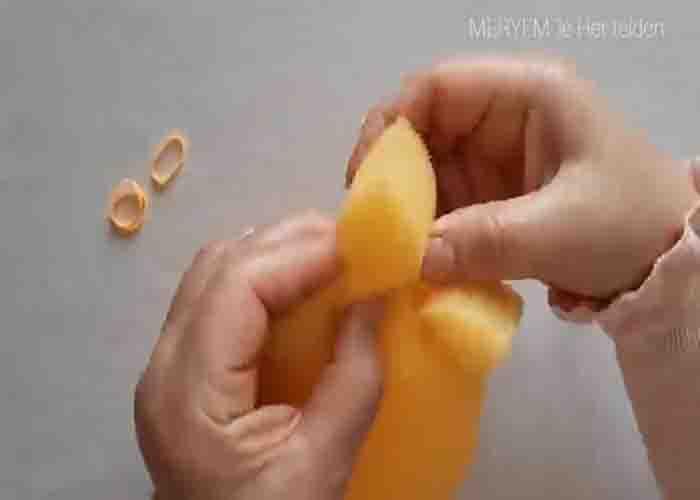 Making the ears of the sponge teddy bear