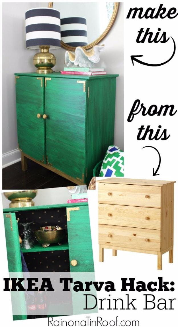 IKEA Tarva Hack Drink Bar, budget friendly with supplies on hand and a favorite that gets compliments every time
