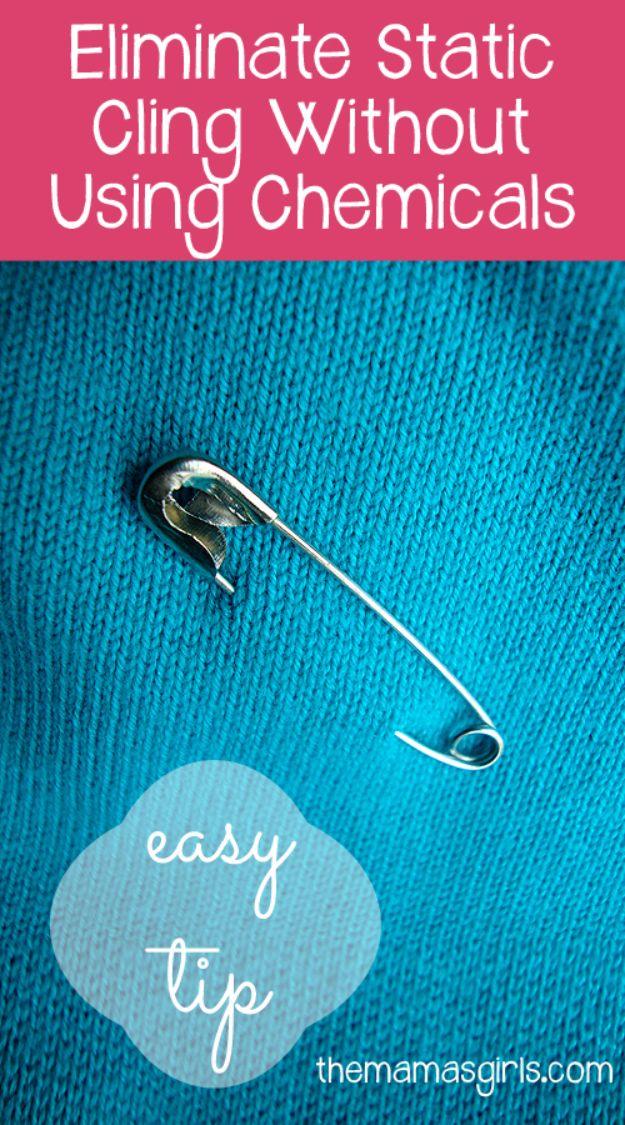 Eliminate Static Clings Without Using Chemicals, one of the best clothes hacks on this list and one worth pinning for later