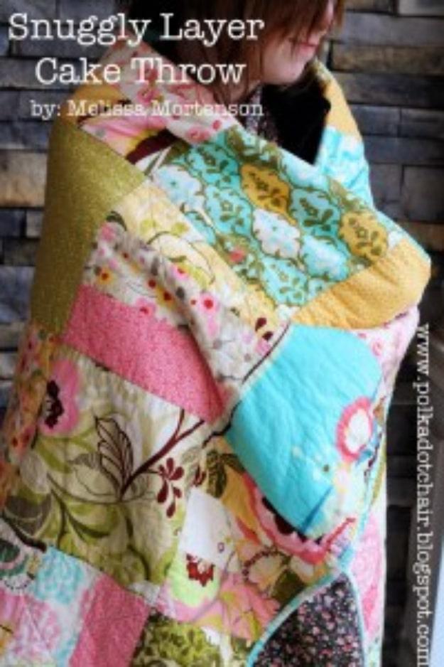 Snuggly Layer Cake Throw, forgiving of small mistakes along the way and a keepsake worth handing down for years