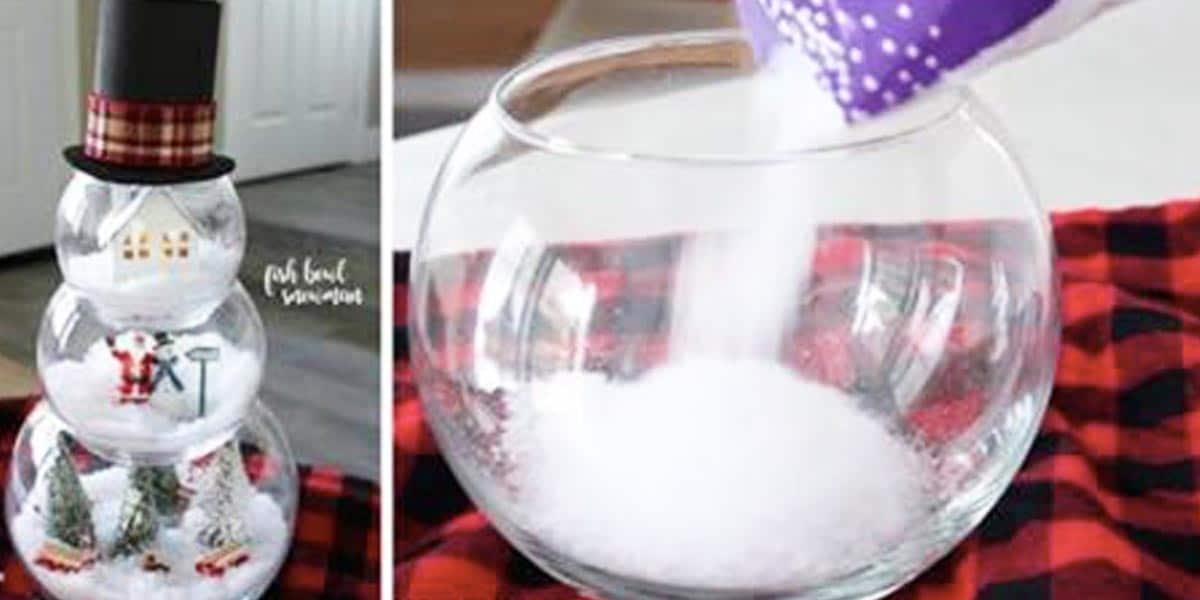DIY Dollar Store Fishbowl Snowmen