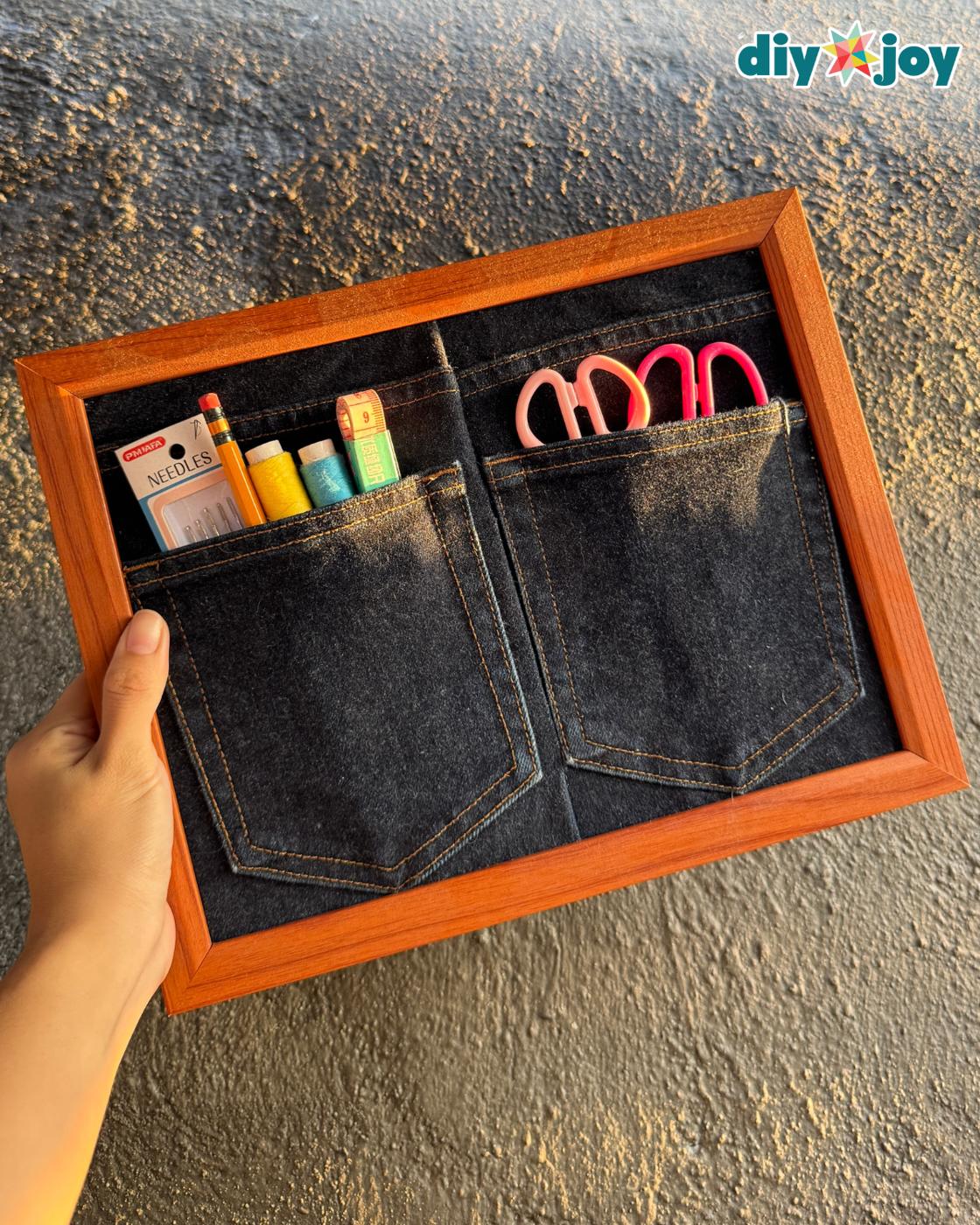 Upcycled Denim Jean Organizer — diy denim pocket organizer